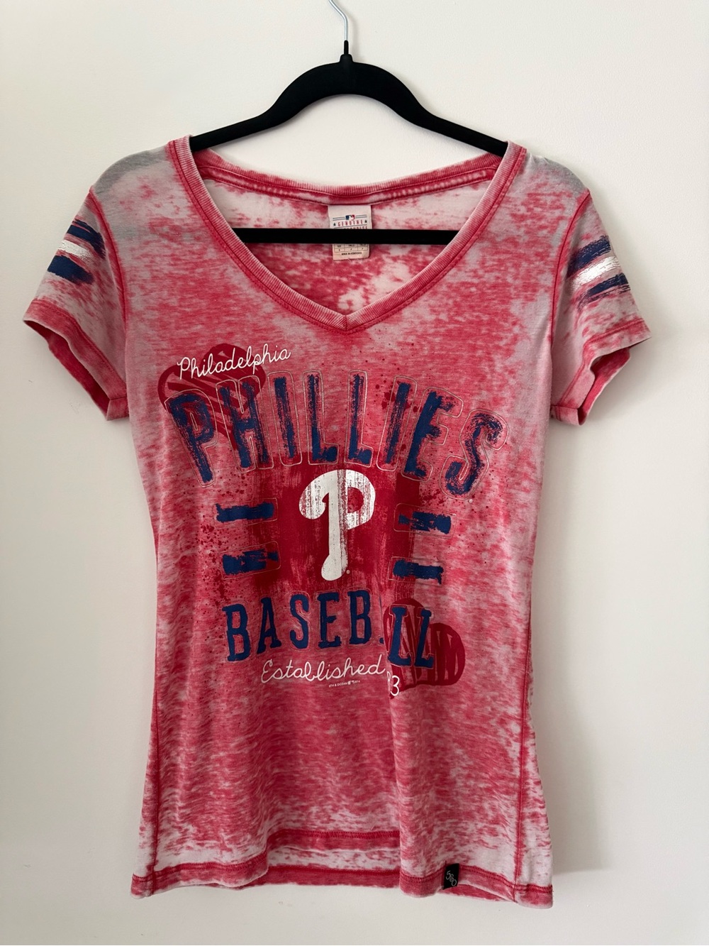 Philadelphia Phillies Red Graphic V-Neck Tee